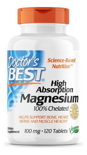 Suplemento Doctor"s Best De Magnésio De Alta Absorção 100mg