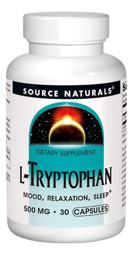 L-tryptophan 500 Mg 30 Caps By Source Naturals