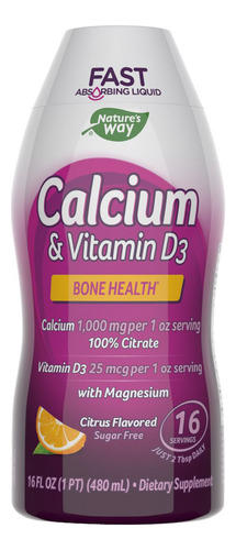 Cálcio E Vitamina D3 16 Onças Da Nature's Way