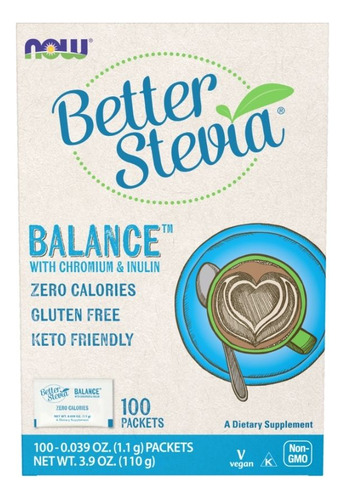 Betterstevia Balance Chromium & Inulin 100 Pkts By Now Foods