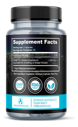 Suplemento Aura Vitamins Ultra Shilajit 10.000 Mg 60 Cápsula - Imagem 8