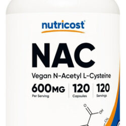 Suplemento Nutricost N-acetil L-cisteína Nac 600 Mg 120 Cáps