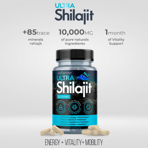 Suplemento Aura Vitamins Ultra Shilajit 10.000 Mg 60 Cápsula - Imagem 5