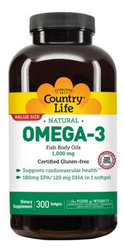 Omega 3 Fish Body Oil 300 Softgels By Country Life