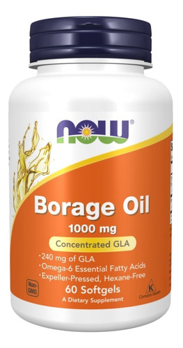 Óleo De Borragem 1000 Mg 60 Cápsulas Gelatinosas Da Now Food