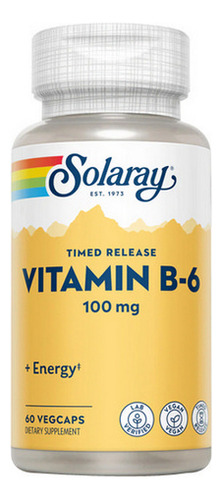 Vitamina B-6 100 Mg 60 Cápsulas Da Solaray