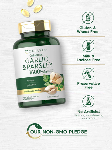 Suplemento Carlyle Alho E Salsa Inodoros 1800mg 200 Soft - Imagem 5
