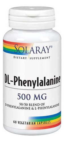 Dl-fenilalanina 500 Mg 60 Cápsulas Da Solaray