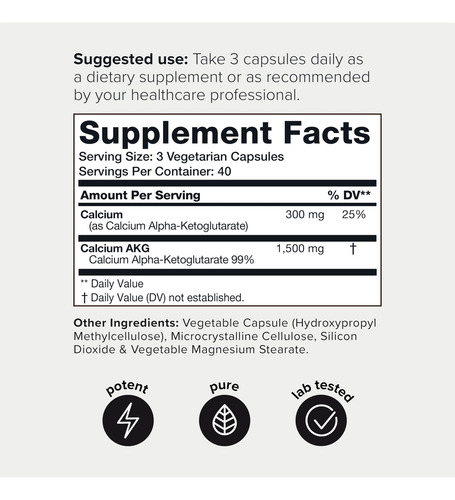 Suplemento De Cálcio De Pureza Ultra-alta Toniiq 1800mg Akg - Imagem 2