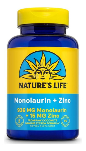 Monolaurin + Zinc 1,000 Mg 90 Caps By Health From The Sun