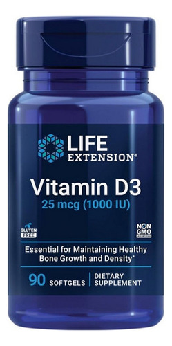 Vitamina D3 25 Mcg (1000 Ui) 90 Cápsulas Gelatinosas Da Life