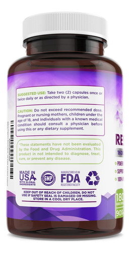 Suplemento Biodora Resveratrol 1600mg Com Chá Verde 180 Cáps - Imagem 6
