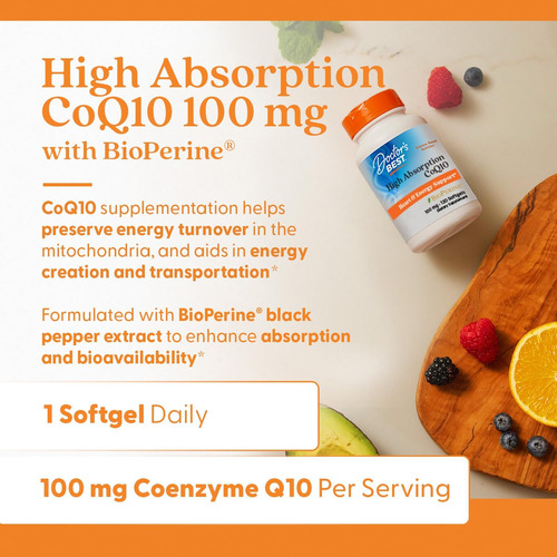 Coq10 De Alta Absorção 100mg Com Bioperine Doctors Best120ct - Imagem 4
