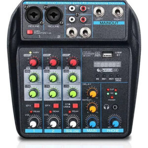 Mesa De Som 4 Canais Misturador Bluetooth Microfone Usb