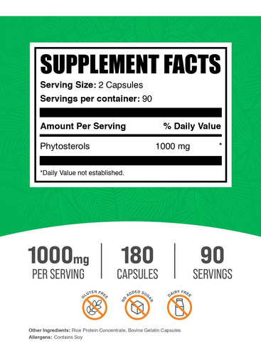 Suplemento De Fitoesteróis Bulksupplements.com 1000 Mg 180 C - Imagem 2