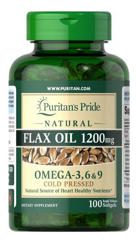 Óleo De Linhaça Natural 1200 Mg, 100 Cápsulas Gelatinosas De