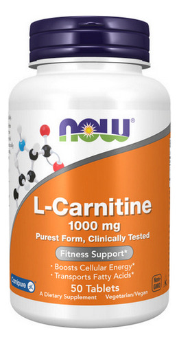 L-carnitina 1000 Mg 50 Comprimidos Da Now Foods