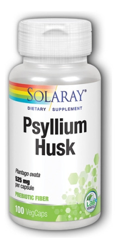 Casca De Psyllium 525 Mg 100 Cápsulas Da Solaray