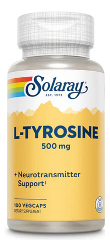 L-tirosina 500 Mg 100 Cápsulas Da Solaray