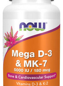 Mega D-3 E Mk-7 5000 Ui 180 Mcg 120 Cápsulas Da Now Foods