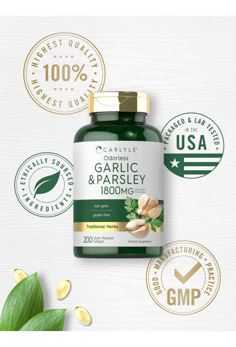 Suplemento Carlyle Alho E Salsa Inodoros 1800mg 200 Soft - Imagem 6