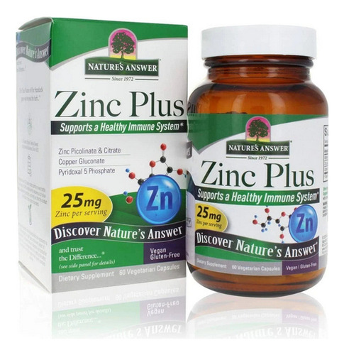Zinc Plus 60 Cápsulas Vegetais Da Nature's Answer