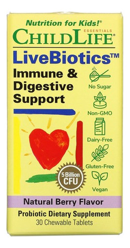 & Digestive Support 5 Bilhões De Cfu Natural Berry 30 Compri