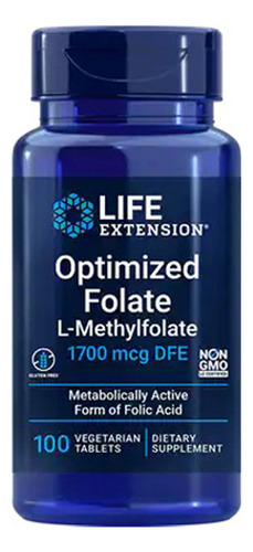 Optimized Folate 1700 Mcg Dfe 100 Tabs By Life Extension