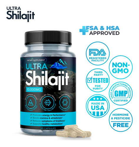 Suplemento Aura Vitamins Ultra Shilajit 10.000 Mg 60 Cápsula - Imagem 3