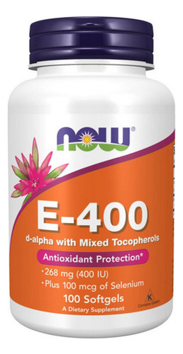 Vitamina E 400 Ui 100 Géis Da Now Foods