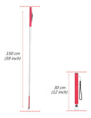 30-150cm Bengala Branca Telescópica Para Pessoa Com Cego - Imagem 8