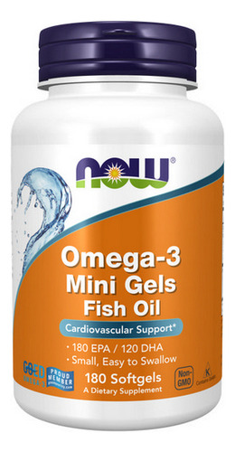 Minigéis De Ômega-3 180 Cápsulas Gelatinosas Da Now Foods
