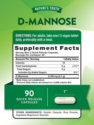 Cápsulas De D-manose Da Natures Truth | 2100mg | 90 Comprimi - Imagem 2