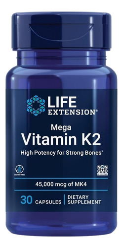 Mega Vitamin K2 45000 Mcg (45 Mg) 30 Caps By Life Extension