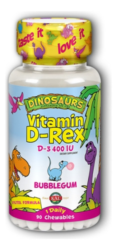 Vitamin D-rex Bubblegum 90 Chews By Kal