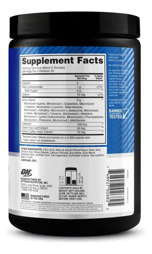 Optimum Nutrition Amino Energy - Pré-treino Com Green T Nn - Imagem 7