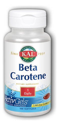 Betacaroteno 25.000 Ui 100 Cápsulas Gelatinosas Da Kal