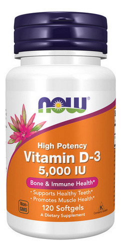 Vitamina D3 5000 Ui 120 Cápsulas Gelatinosas Da Now Foods