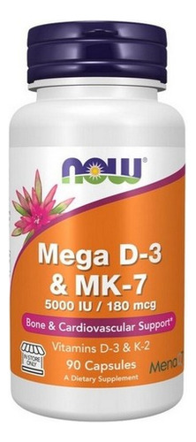 Mega Vitamina D3 E Mk-7 90 Cápsulas Da Now Foods