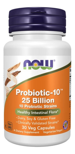 Probiótico-10 25 Bilhões E 30 Cápsulas Vegetais Da Now Foods