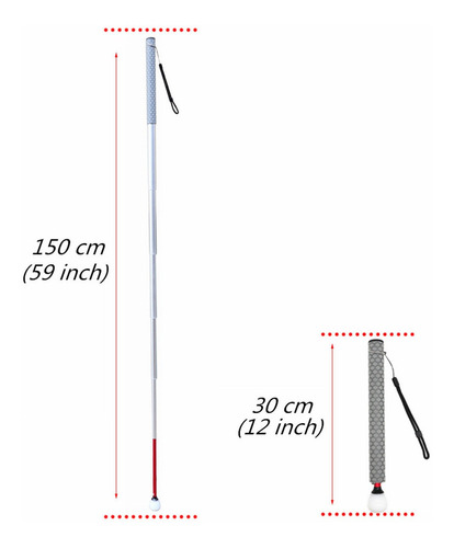30-150cm Bengala Branca Telescópica Para Pessoa Com Cego - Imagem 20