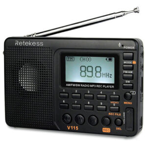 // Rádio Portátil Retekess V115 Am Fm Sw Pocket Recorder