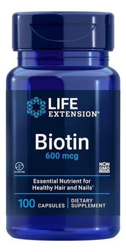 Biotina 600 Mcg 100 Cápsulas Da Life Extension