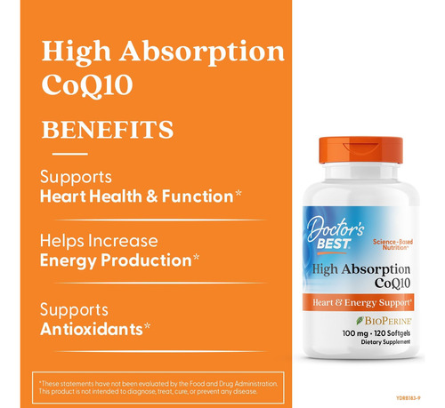 Coq10 De Alta Absorção 100mg Com Bioperine Doctors Best120ct - Imagem 2