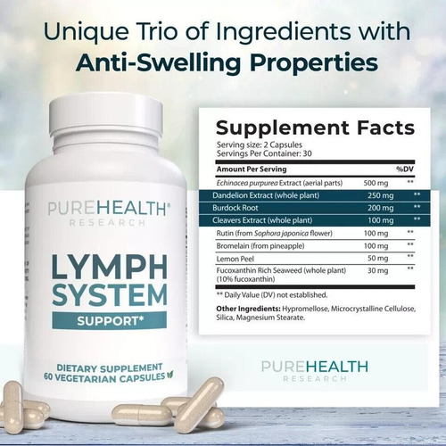 Suporte Ao Sistema Linfático Purehealth Research 60 Cápsulas - Imagem 2