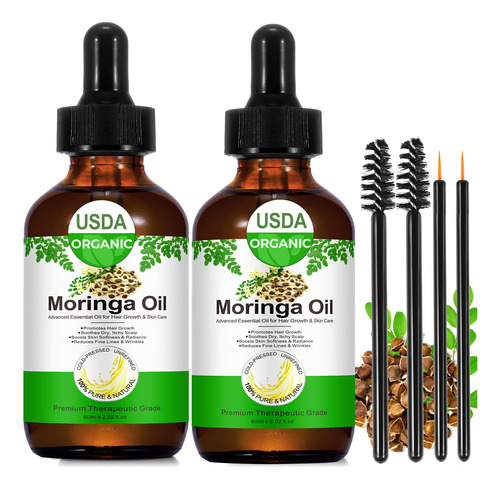 Óleo De Moringa Shuangjia 60ml X 2, Puro Natural Orgânico Co