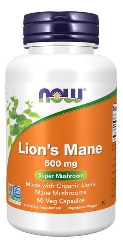 Now Foods Supplements, Lions Mane 500 Mg, Super Mushroom, Fe