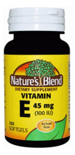 Vitamina E Da Nature's Blend 100 Ui 100 Cápsulas Da Nature's