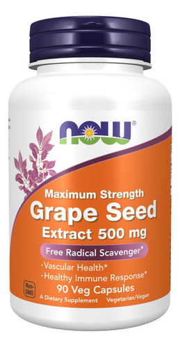 Extrato De Semente De Uva 500 Mg 90 Cápsulas Vegetais Da Now