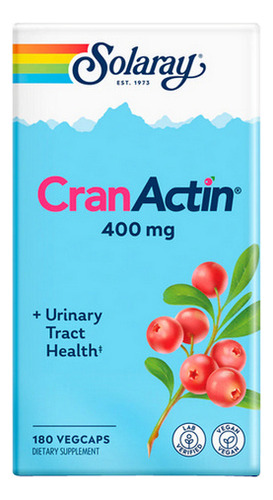 Cranactin 400 Mg 180 Cápsulas Vegetais Da Solaray